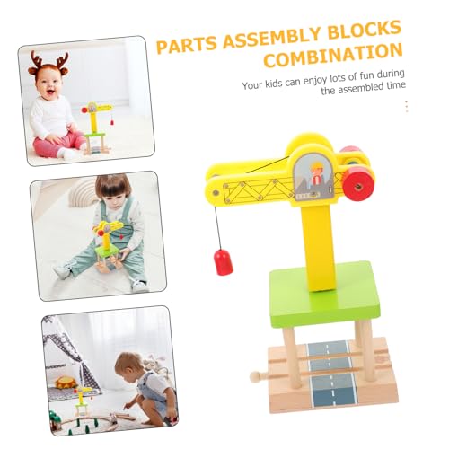 ifundom 1 Conjunto pingente de brinquedo ferroviário de madeira brinquedo caminhão guindaste Brinque