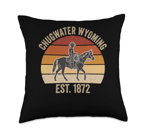 Chugwater Wyoming Wild West Rodeo Cowboy Vintage Distressed Throw Pillow