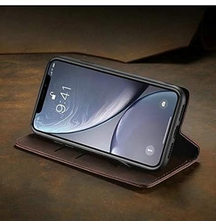 Image of Case for Samsung Galaxy S25 Ultra 5G, Genuine Leather Flip Wallet with [Kickstand] [RFID Blocking Card Holder] [Magnetic] Shock-Absorbent Back Cover (Coffee Brown)