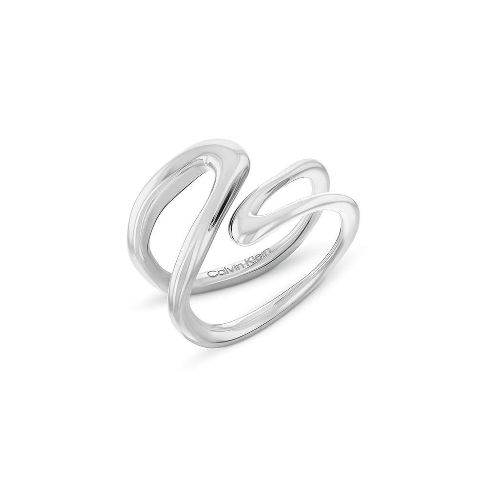 Calvin Klein Anillo Abierto para Mujer Colección CK STATEMENT LINKS de Acero Inoxidable – Disponible en Diferentes Tallas