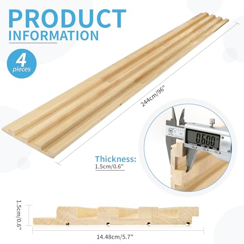 Image of Art3d 4 Pc 96 inchx5.7 inch Wood Slat Wall Panel for Interior, Ceiling and Decoration, 15.2 SqFt