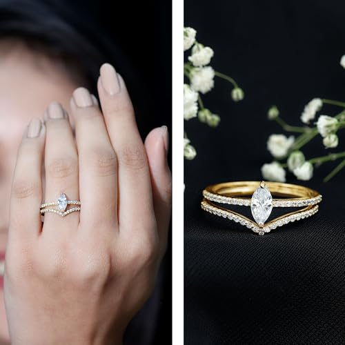 1 Carat Zircon Ring Set with Enhancer Band, AAAA Quality, CZ Bridal Engagement Wedding Set 2 Pcs2