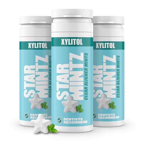 StarMintz - Clear Aligner Mints - Edible Alternative to Aligner Chewies - Xylitol Mints for Dry Mouth - Spearmint (3 Pack)