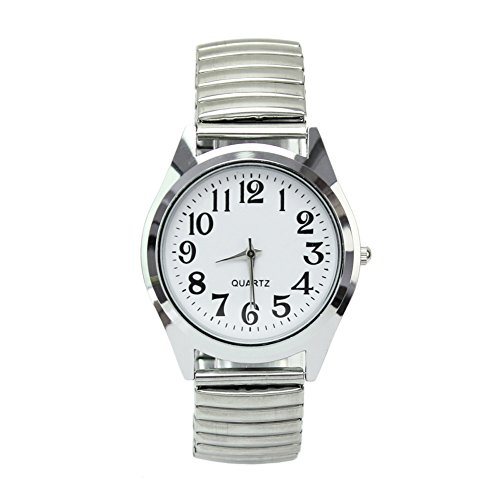 Preisvergleich Produktbild Pinzhi36mm große Zahlen dehnbar Edelstahl Männer Frauen Sport Casual Armbanduhr