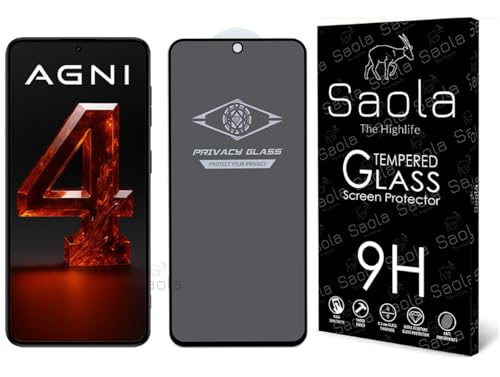 Image of Saola Ultra Privacy Tempered Glass For Lava AGNI 4 (PACK OF 1) with Free Installation Kit. Full screen Coverage. Free Replacement If Received Damaged - 6.67 inch