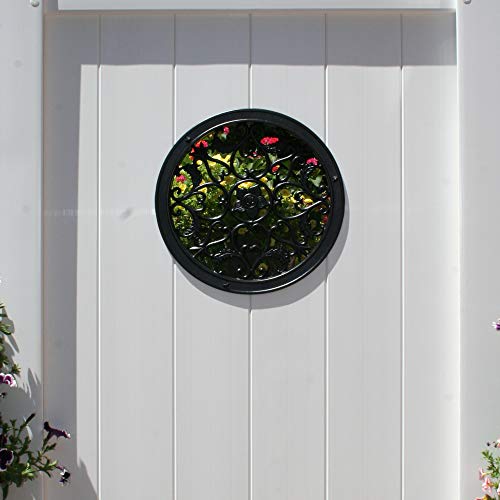Nuvo Iron Decorative Insert for Fencing, Gates, Home, Garden - Round, 15″ Diameter, Black