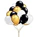 Fecedy 12" Gold Black White Round Latex Balloons for Decoration 100pcs/pack