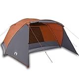 Tienda de campaña con toldo para 4 personas, impermeable y resistente al viento, perfecta para aventuras al aire libre y excursiones familiares, color naranja para una mejor visibilidad