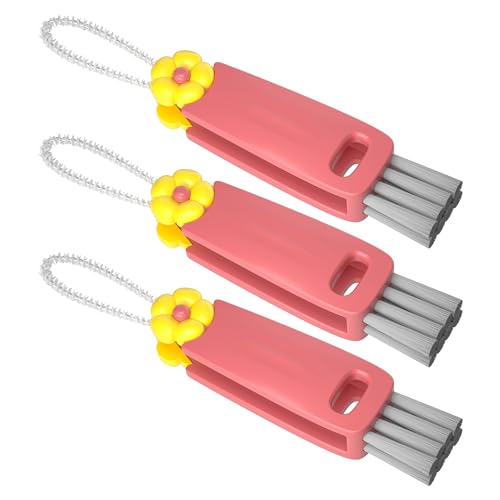 Image of 3 in 1 Cup Lid Gap Cleaning Brush Set, Multifunctional Bottle Clean-ing Brush, Cup Lid Gap Cleaner, Home Kitchen Crevice Cleaning Brush Tools (Red)
