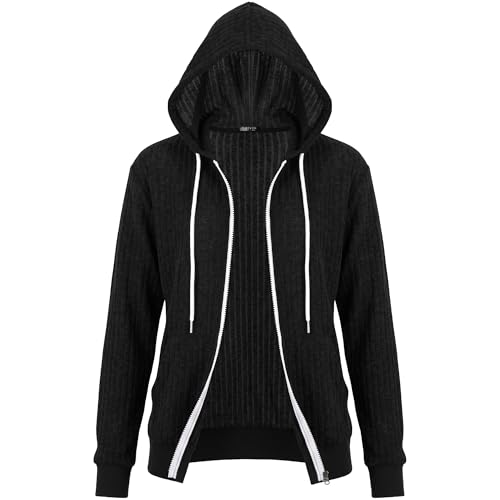 Image of GIVON Women's Lightweight Zip Up Hoodie Brushed Knit Stretchy Fabric Long Sleeve Thin Jackets with Kangaroo Pocket