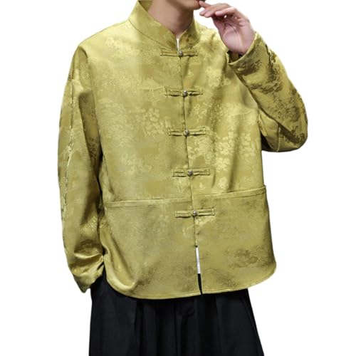 Men's Spring Retro Trendy Chinese Style Hanfu National Bright Button