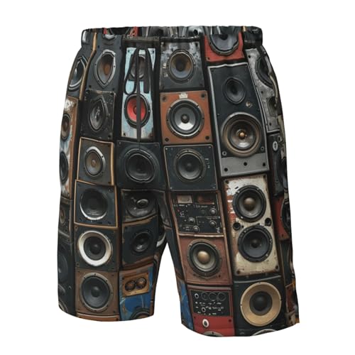 Men's Quick Dry Swim Shorts Speakers Old Grungy Vintage Beach Trunks with Pockets4