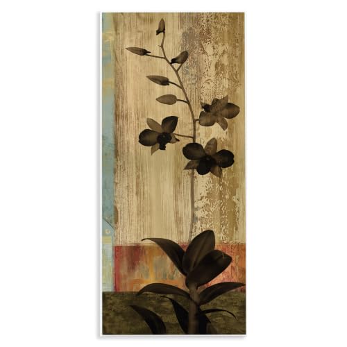 Orchid Silhouette Modern, 7 x 17 Inch Mounted Print on Wall Plaque