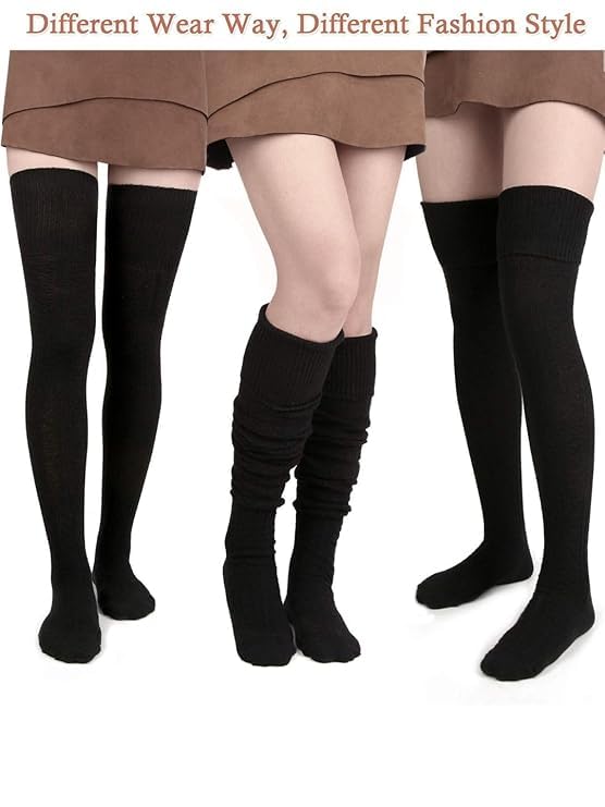 NEYU Women's Over-the-Knee Socks | Cotton | School Uniform Style | Thigh High Length (Color as Available) - Image 5 thumbnail