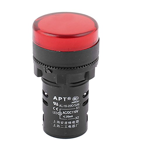 Ruilogod AC/DC 110V 20mA 22mm Thread Dial Red Panel Panel Pannello pilota Lampada da pilota