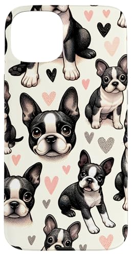 Beautiful Dogs Pattern Boston Terrier Case for iPhone 15 Plus