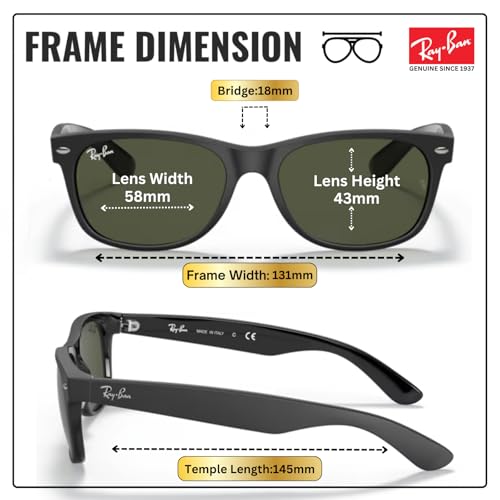 Image of Ray-Ban RB2132 NEW WAYFARER COLOR MIX Square Shaped Sunglasses for Men & Women with Official RAYBAN Eyewear Kit