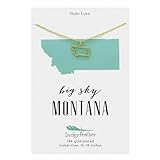 Lucky Feather Montana State Shaped Necklace | 14k Gold-Dipped Pendant Necklace | Easter Basket Stuffer| State Love Fashion Jewelry For Women | Dainty Necklace For Women | Great Gift Idea