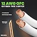 GearIT 12AWG Premium Heavy Duty Braided Speaker Wire (3 Feet) with Dual Gold Plated Banana Plug Tips - Oxygen-Free Copper (OFC) Construction, White