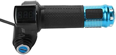 Throttle Grip 4 Colors Throttle Grips with LED Display Screen Handle with Key Knock for Electric Bike(Blue)