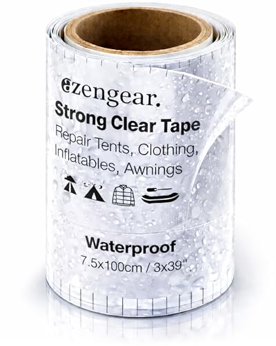 aZengear Transparente, tenacious, wasserdichte Reparatur-Tape für Zelte, Luftmatratzen und Pools, zum Flicken von Rissen in PVC, Markisen, Wohnmobilen, Schuhen und Daunenjacken