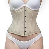 Corsets Island Double Steel Boned Cotton Underbust Corset for Women Waist Training Tight Lacing (US, Alpha, X-Large, Regular, Regular, Skin)