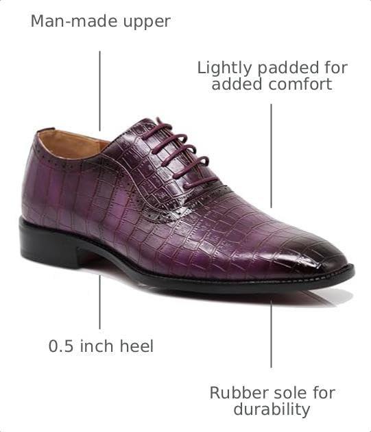 Gator3N Men's Alligator Crocodile Print Oxfords Fashion Lace Up Dress Shoes (12 D(M) US, Purple PK) by Enzo Romeo - Used condition - Image 3