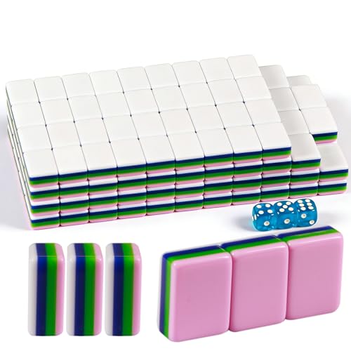 Set Pink Blank Mahjong Tiles 166 piezas acrílico