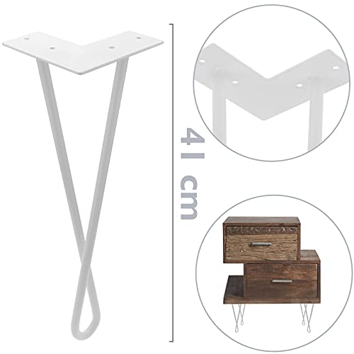 Miniatura 2 de Primematik - Pies Para Mesa Y Mueble Patas En Acero 2 Varillas 41 Cm Blanco 4-Pack Modelo Bucle