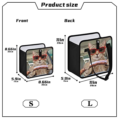 Image of Fun Cute Cat Driving Car Trash Can Foldable Hanging Car Trash Bag Bin Auto Garbage Can Leak-Proof Car Organizer(Large)