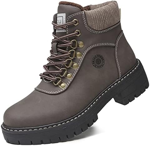 ANJOUFEMME Work Winter Hiking Boots for Women - Womens Snow Outdoor Casual Lace up Ankle Boots Waterproof Lightweight Warm Backpacking Walking Hiking Shoes W115-FNW05-BROWN-9