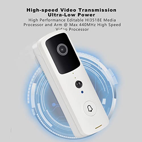 Widealiff Campainha de vídeo Wi-Fi reprodução mensagem push tirar foto campainha sem fio, Branco