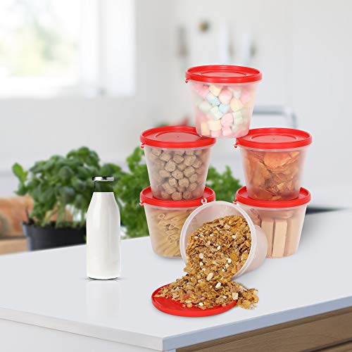 Image of Cutting EDGE Nesterware 1000ml Stackable Container (Set of 6, Light Red) | BPA-free plastic, stackable design, leak-proof, kitchen storage, pantry, fridge, meal prep, reusable, travel use
