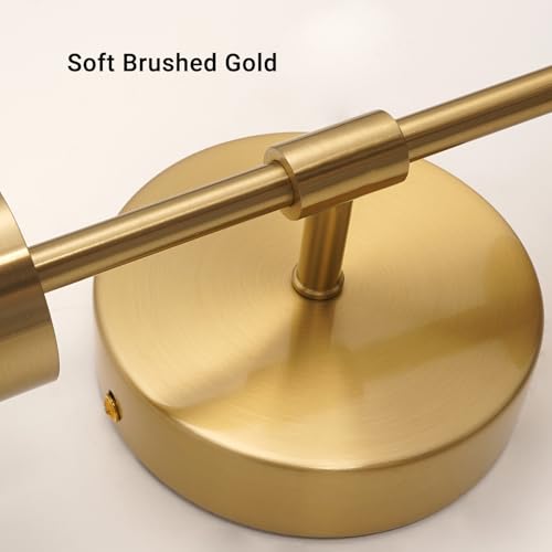 Image of Brushed Gold Wall Sconces Set of 2, Hardwired 3000k Crystal Bathroom Sconces, Modern Sconces Wall Light Fixtures, Bathroom Vanity Light Fixtures Wall Decor Bathroom Mirror Living Room Hallway Bedroom