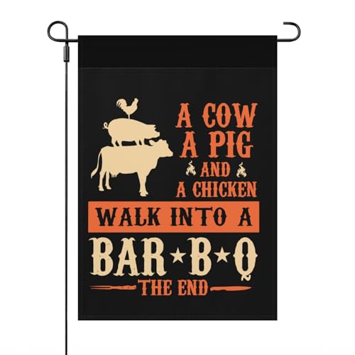 Walk Into A Bar-B-Q The End BBQ Garden Flags, Decorative House Flags Double Sided House Yard Flags Double Sided Outdoor Sign Walk Into A Bar-B-Q The End BBQ Yard Flags