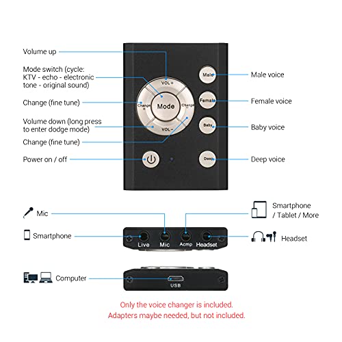 Moochy Máquina de efeitos sonoros de mini trocador de voz Placa de áudio trocador de som compatível