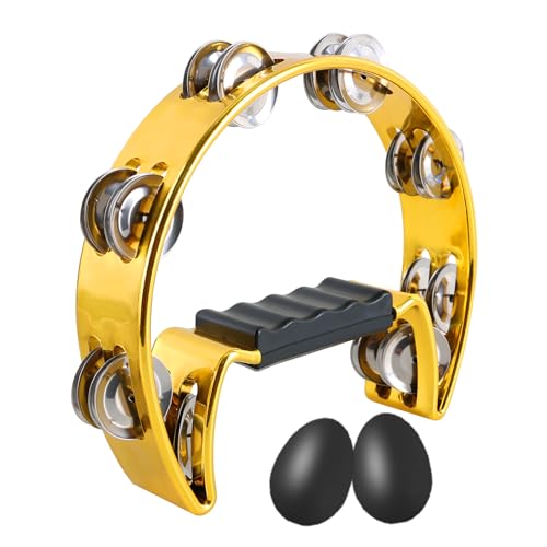 EASTROCK Tambourine Handheld Music Percussion Instrument, Gold