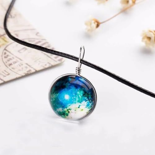 Collier astronaute étoiles et pendentif en verre motif planète pour hommes et femmes - 3
