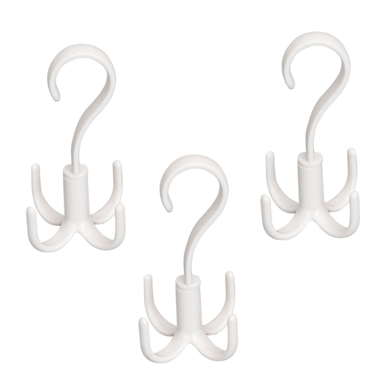 SOLUSTRE 3Pcs Rotating Hanger Hooks Multifunctional Organizer for Scarves Ties and Shoes White Rack for Closet Storage