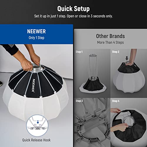 Image of NEEWER 26 inch /65cm Lantern Softbox One Step Quick Release, 360 Light Diffuser with Skirt, Bowens Mount for Video Lights CB60 CB100 CB150 Compatible with Aputure 600d Amaran 60x Godox SL60W, NS65L
