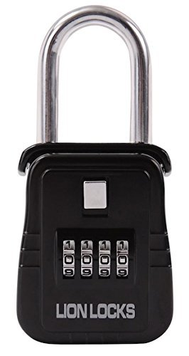 Lion Locks 1500 Key Storage Realtor Lockbox, Set-Your-Own Combination Portable Key Locker (Black), Rust-Proof Secure Outdoor Key Safe, Hide-a-Key for Real Estate, Airbnb Rental, Construction