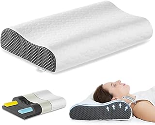 Joynox Cervical Memory Foam Pillow for Sleeping, Adjustable Orthopedic Contour Support Pillow for Neck and Shoulder Pain Relief, Ergonomic Bed Pillow for Back, Side, Stomach Sleepers(White)