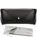 Portable Leather Sunglasses Pouch Soft Eye Glasses Carry Case for Women Men Student Horizontal Sunglass Box Case (Black)