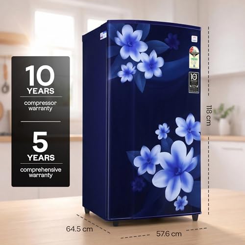 Image of Godrej 180L 2 Star Direct Cool Single Door Refrigerator with 5 Year Comprhensive Warranty, Jumbo Vegetale Tray, Toughened Glass shelves (RD EDGE 205BN THF PP BL, Pep Blue)