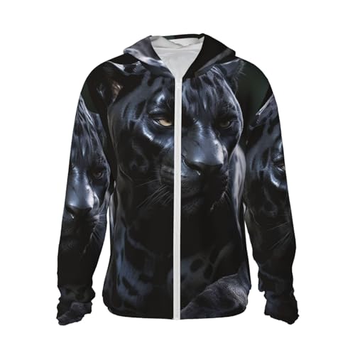 DJUETRUI Sudadera con capucha para hombre, protección solar UPF 50+, chaqueta de pantera negra, manga larga, ligera, de secado rápido, camiseta de protección solar, Negro, M