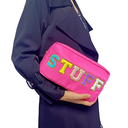 Chenille Letter Makeup Bag With Letter Patches Nylon Makeup Bag Stuff Pouch Varsity Letter Cosmetic Bag Chenille Patch Travel Bag Toiletry Bag With Patches Preppy Patch Makeup Bag Stoney Clover Dupes #TOP5