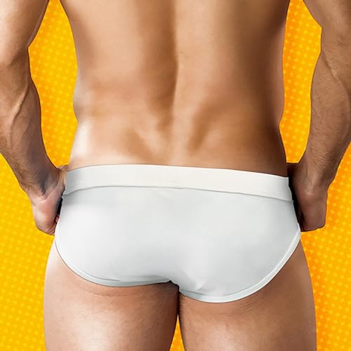 Maillot de bain pour hommes : bermuda blanc avec cordon de serrage réglable pour l'été