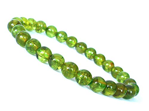 Bracelet en perles de Péridot 6mm | Idée cadeau idéale avec pochette