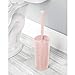 mDesign Slim Plastic Toilet Bowl Brush and Holder Set, Modern Compact Storage Organizer Cleaner Scrubber for Toilet - Heavy Duty Cleaning Plunger for Bathroom, Aura Collection - Light Pink