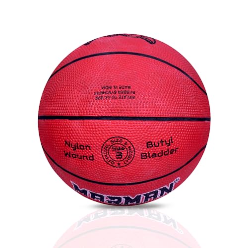 Image of Marman Europlus Baskteball Size -3 |Premium Soft Rubber |Basketball for Kids Ages 4-8 Years - Specially Designed for Learning and Training